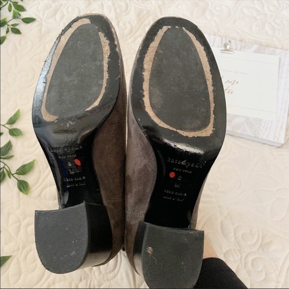 Kate Spade Suede Scalloped Heeled Garden Booties Sz 8 - Picture 6 of 7